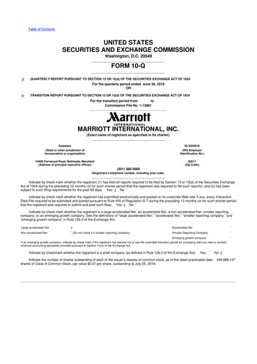 Thumbnail Marriott International 10-Q Quarterly Report FY2018 