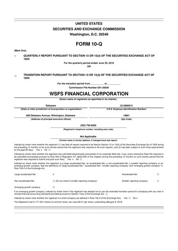 Miniature WSFS Financial 10-Q Rapport trimestriel  