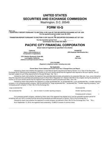 Thumbnail PCB Bancorp 10-Q Quarterly Report FY2018 