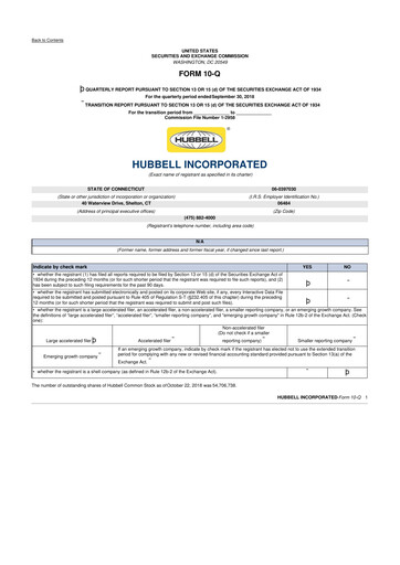Thumbnail Hubbell 10-Q Quarterly Report FY2018 