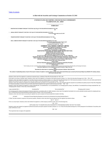 Thumbnail Harmony Gold 20-F Annual Report 