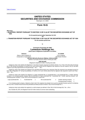 Thumbnail Lumentum 10-Q Quarterly Report FY2019 