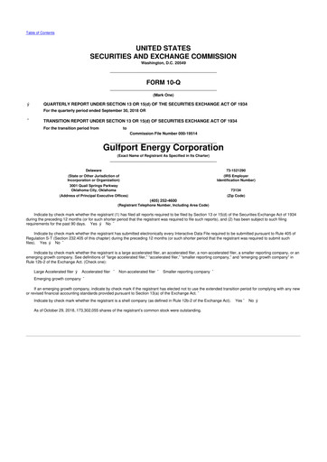 Thumbnail Gulfport Energy 10-Q Quarterly Report FY2018 