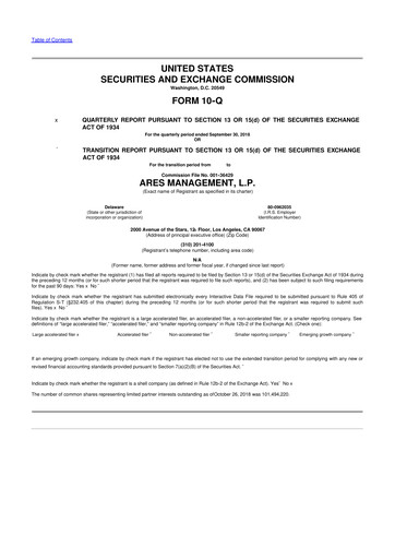 Thumbnail Ares Management
 10-Q Quarterly Report FY2018 