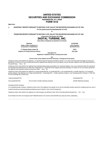Miniature Digital Turbine
 10-Q Rapport trimestriel 2019 