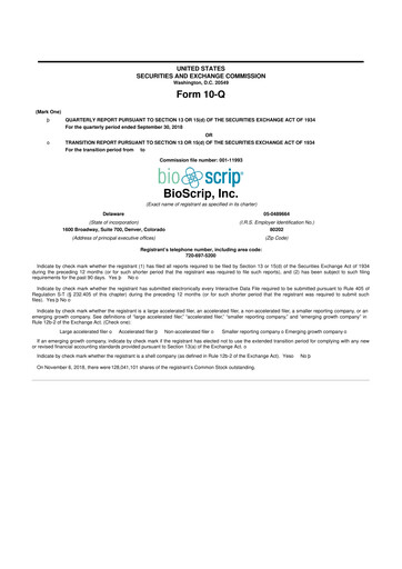 Thumbnail Option Care Health 10-Q Quarterly Report FY2018 