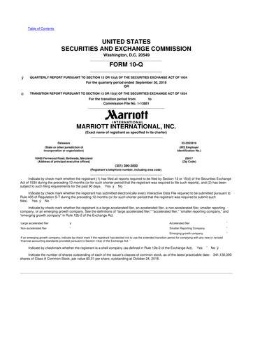 Thumbnail Marriott International 10-Q Quarterly Report FY2018 