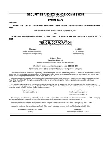 Thumbnail Vericel
 10-Q Quarterly Report FY 
