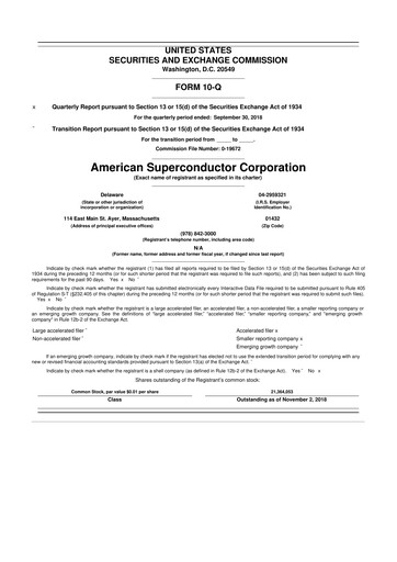 Thumbnail American Superconductor Corporation 10-Q Quarterly Report FY2018 