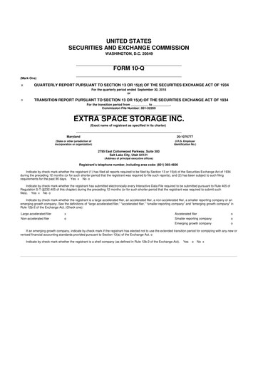 Vorschaubild Extra Space Storage
 10-Q Quartalsbericht 2018 