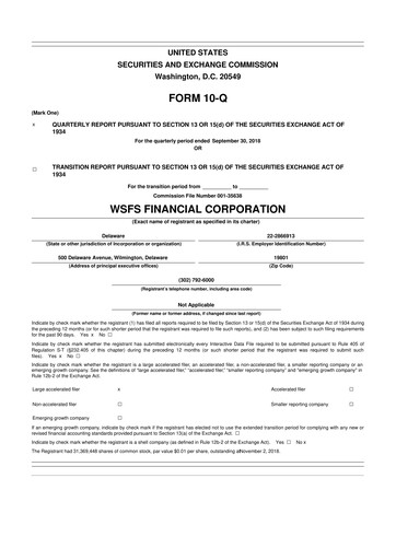 Miniature WSFS Financial 10-Q Rapport trimestriel  