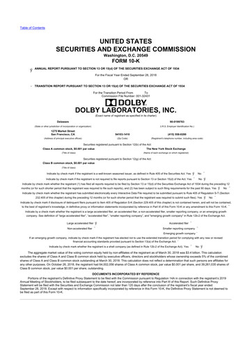 Thumbnail Dolby 10-K Annual Report 2018