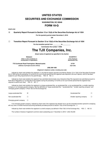 Thumbnail TJX Companies 10-Q Quarterly Report FY2019 