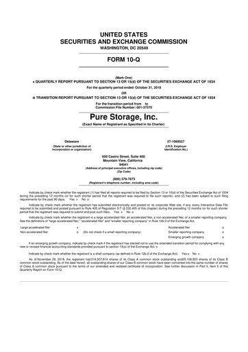 Vorschaubild Pure Storage
 10-Q Quartalsbericht 2019 