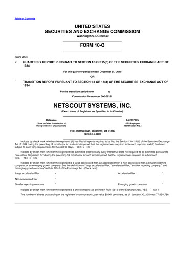 Thumbnail NETSCOUT 10-Q Quarterly Report FY2019 