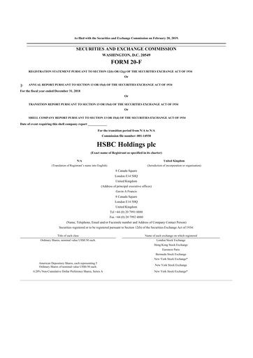 Thumbnail HSBC 20-F Annual Report 2018