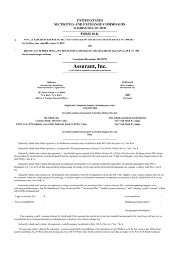 Thumbnail Assurant 10-K Annual Report 2018