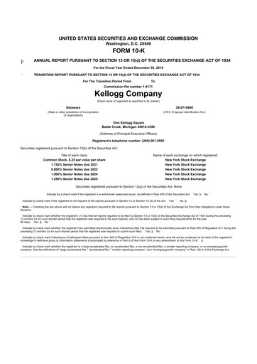 Thumbnail Kellanova 
 (Kellogg's) 10-K Annual Report 2018