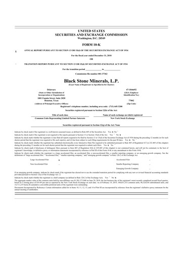 Thumbnail Black Stone Minerals
 10-K Annual Report 2018