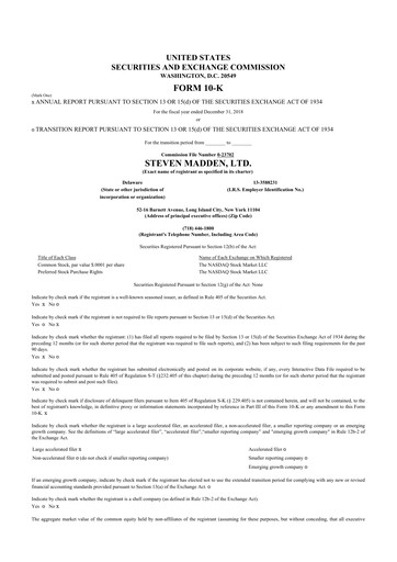 Thumbnail Steve Madden
 10-K Annual Report 2018