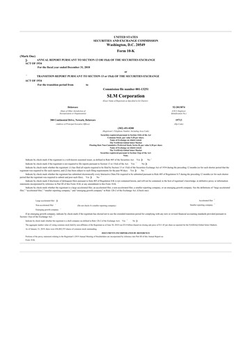 Thumbnail SLM Corporation (Sallie Mae) 10-K Annual Report 2018