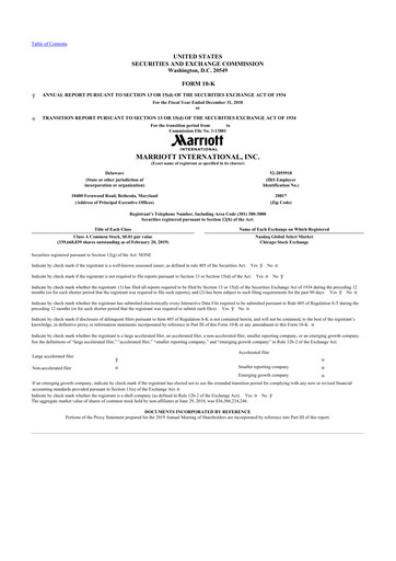 Thumbnail Marriott International 10-K Annual Report 2018