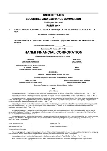 Vorschaubild Hanmi Financial 10-K Jahresbericht 2018