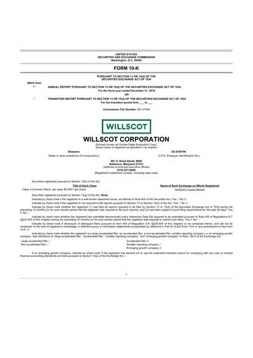 Thumbnail WillScot 10-K Annual Report 2018