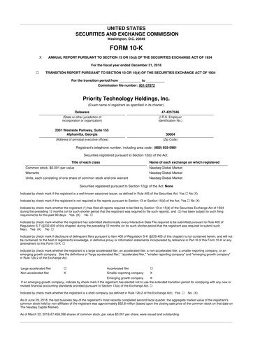 Miniature Priority Technology Holdings
 10-K Rapport annuel 43465