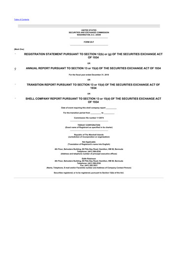 Thumbnail Teekay 20-F Annual Report 2018