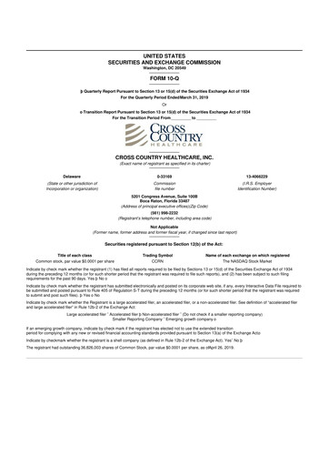 Thumbnail Cross Country Healthcare 10-Q Quarterly Report FY2019 