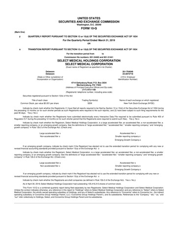 Miniature Select Medical Holdings 10-Q Rapport trimestriel 2019 