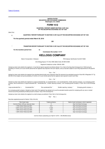Thumbnail Kellanova 
 (Kellogg's) 10-Q Quarterly Report FY2019 