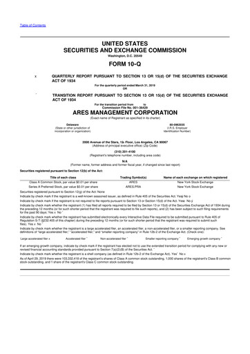 Thumbnail Ares Management
 10-Q Quarterly Report FY2019 