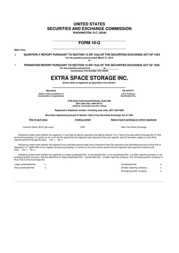 Vorschaubild Extra Space Storage
 10-Q Quartalsbericht 2019 
