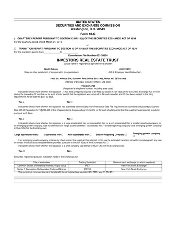Thumbnail Centerspace 10-Q Quarterly Report FY2019 