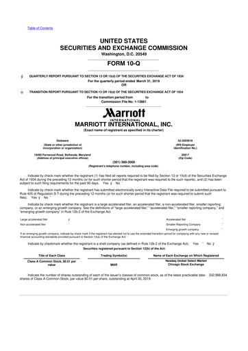 Thumbnail Marriott International 10-Q Quarterly Report FY2019 