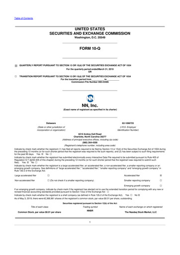 Thumbnail NN, Inc.
 10-Q Quarterly Report FY 