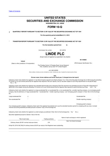 Thumbnail Linde 10-Q Quarterly Report FY2019 