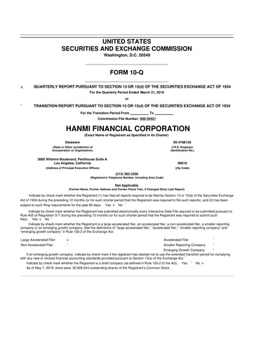 Vorschaubild Hanmi Financial 10-Q Quartalsbericht 2019 