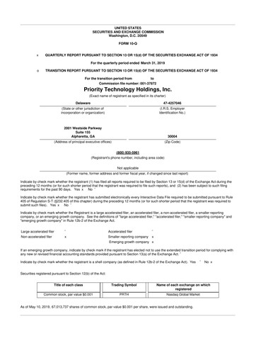 Vorschaubild Priority Technology Holdings
 10-Q Quartalsbericht 43555 