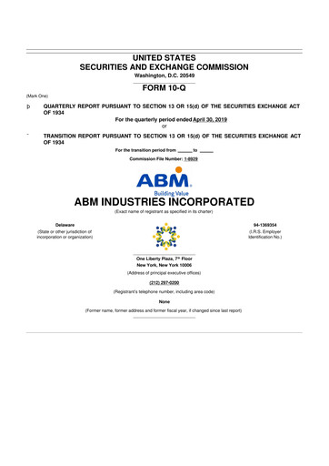 Thumbnail ABM Industries
 10-Q Quarterly Report FY2019 