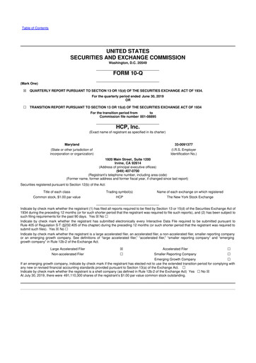 Thumbnail Healthpeak Properties
 10-Q Quarterly Report FY2019 