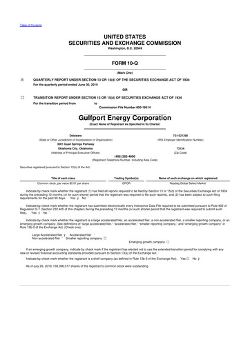 Thumbnail Gulfport Energy 10-Q Quarterly Report FY2019 