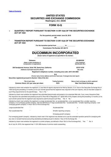Thumbnail Ducommun 10-Q Quarterly Report FY2019 