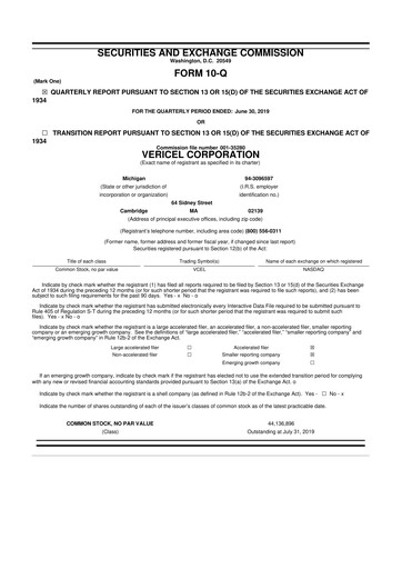 Thumbnail Vericel
 10-Q Quarterly Report FY 