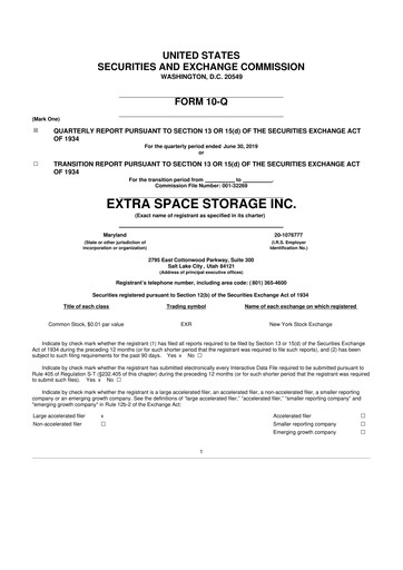 Vorschaubild Extra Space Storage
 10-Q Quartalsbericht 2019 