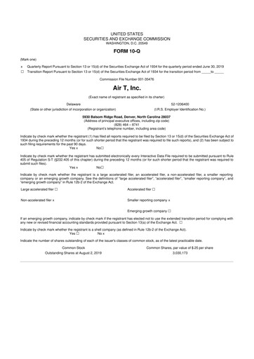 Miniature Air T, Inc. 10-Q Rapport trimestriel  