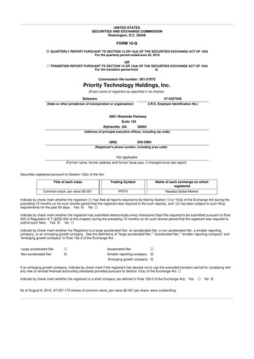 Vorschaubild Priority Technology Holdings
 10-Q Quartalsbericht 43555 