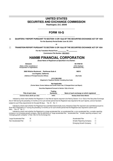 Vorschaubild Hanmi Financial 10-Q Quartalsbericht 2019 